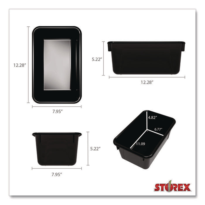 Cubby Bin, Neutral Tones, 1.8 gal, 7.8" x 12.09" x 5.18", Black, 5/Pack