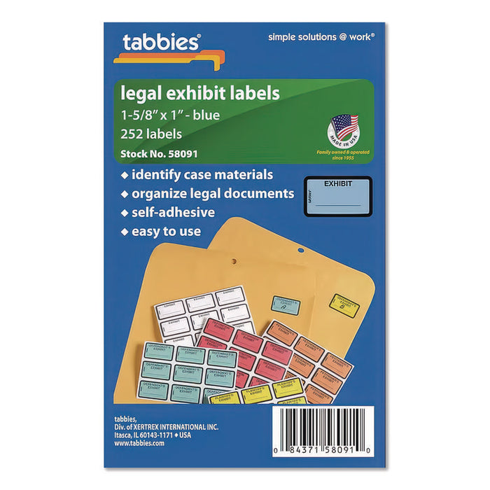 Legal Exhibit Labels, Defendant's Exhibit, 1.63 x 1, Blue, 9/Sheet, 28 Sheets/Pack, 252 Labels/Pack