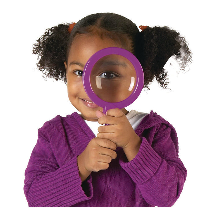 Jumbo Magnifers Set, 4.5X Plastic Lens, 4.5" dia, Assorted Colors, 6 Magnifiers