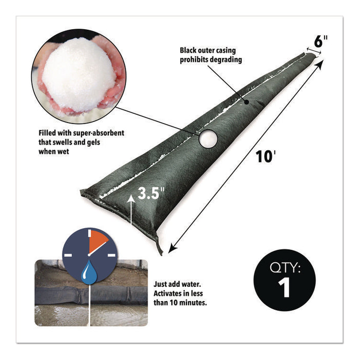 Flood Barriers, 6" x 10 ft x, 3.5", 1 Barrier