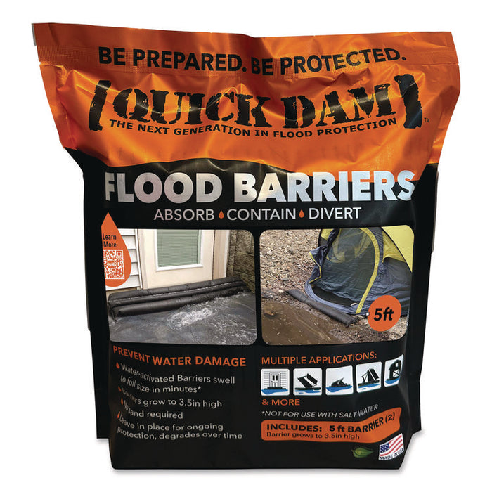 Flood Barriers, 6" x 5 ft x 3.5", 2/Pack