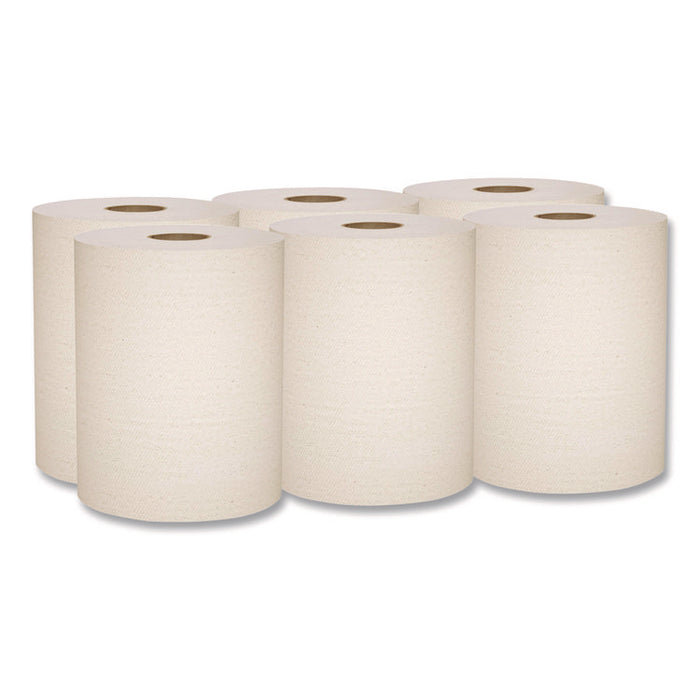 Essential 100% Recycled Fiber Hard Roll Towel, 1-Ply, 8" x 800 ft, 1.5" Core, Brown, 6 Rolls/Carton