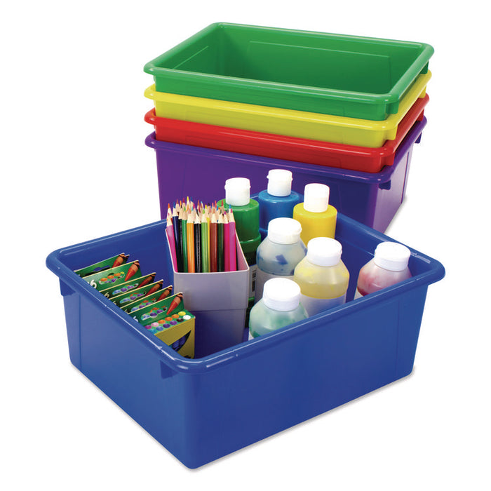 Storage Tray, Deep, 2.81 gal, 10.65" x 13.17" x 5.2", Assorted Bright, 5/Pack