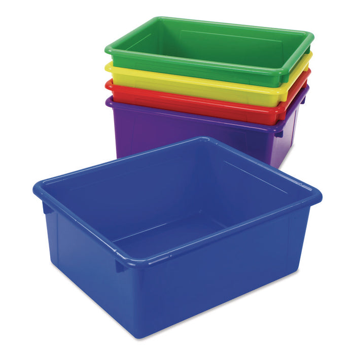 Storage Tray, Deep, 2.81 gal, 10.65" x 13.17" x 5.2", Assorted Bright, 5/Pack