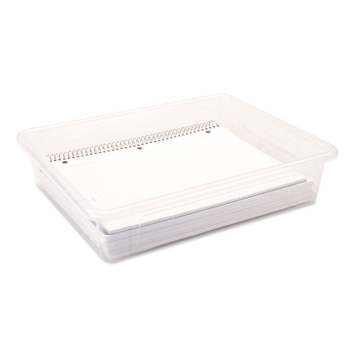 Storage Tray, Flat, 1.69 gal, 10.65" x 13.17" x 2.96", Translucent, 5/Pack