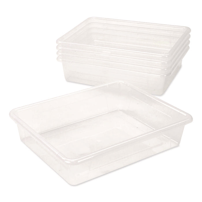 Storage Tray, Flat, 1.69 gal, 10.65" x 13.17" x 2.96", Translucent, 5/Pack