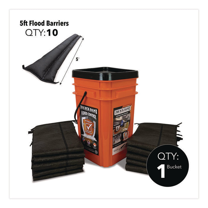 Outdoor Grab and Go Bucket Kit, (1) Bucket, (10) 5 ft Flood Barriers