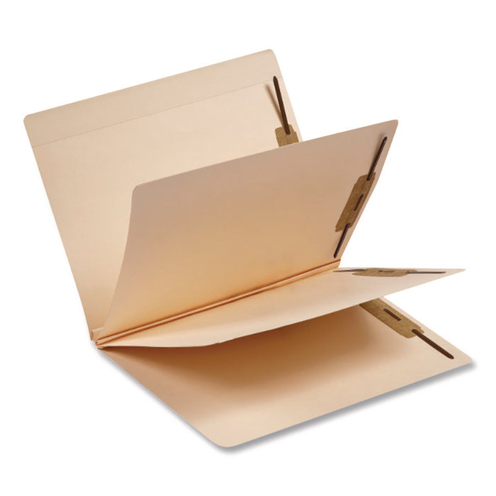 Heavy-Duty End Tab Classification Folders, Straight Tab, Expands 3", 2 Dividers, 6 Fasteners, Letter Size, Manila, 15/Box