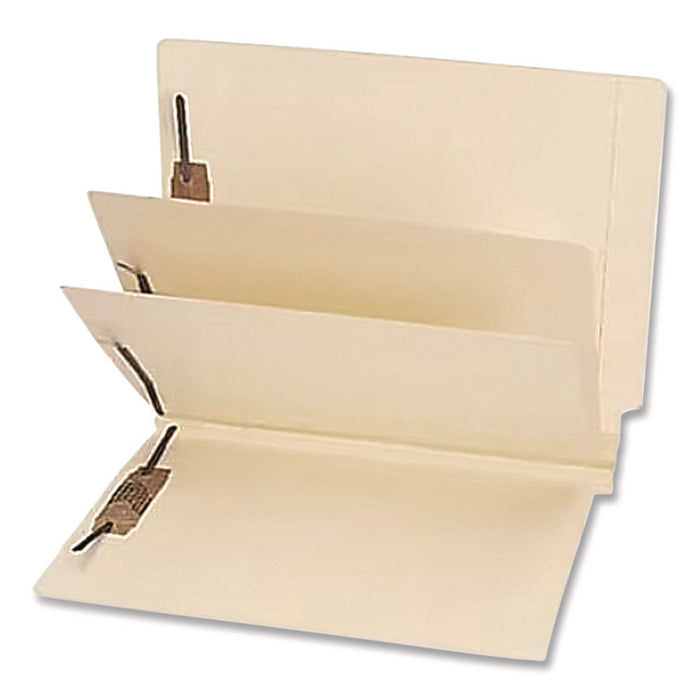 Heavy-Duty End Tab Classification Folders, Straight Tab, Expands 3", 2 Dividers, 6 Fasteners, Letter Size, Manila, 15/Box