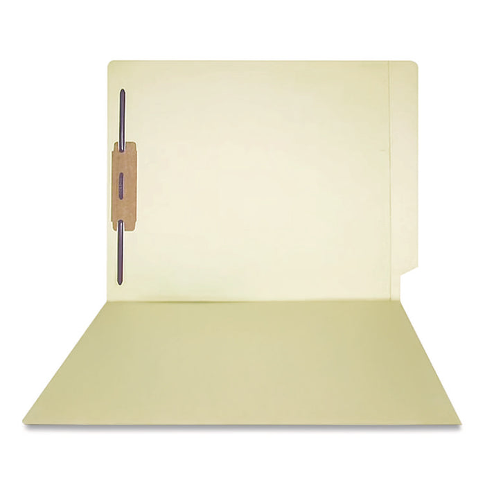 Full Pocket End Tab Fastener Folders, Straight Tab, Expands 0.75", 1 Fastener, Letter Size, Manila, 50/Box