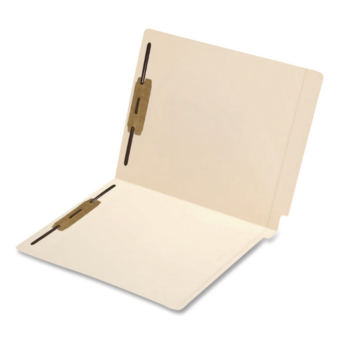 Heavy-Duty Poly-Reinforced End Tab Fastener Folders, Straight Tab, Expands 0.75", 2 Fasteners, Letter Size, Manila, 50/Box