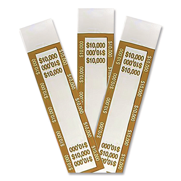 Currency Straps, Self-Adhesive, Hundreds, $10,000 Strap, Mustard/White, 1,000/Pack