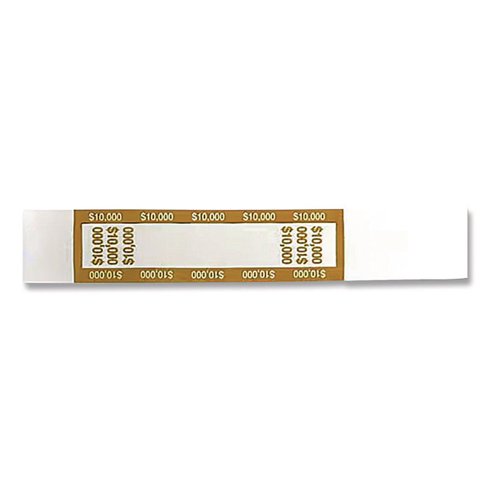 Currency Straps, Self-Adhesive, Hundreds, $10,000 Strap, Mustard/White, 1,000/Pack