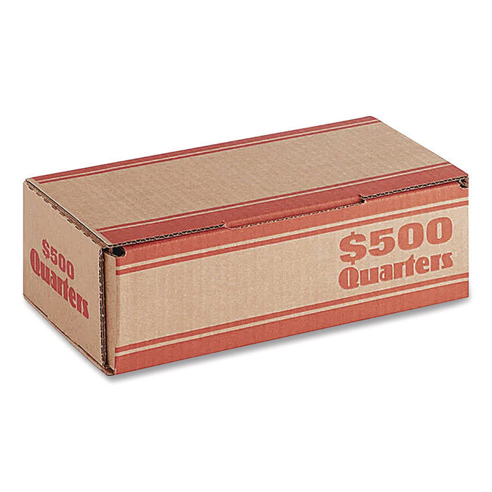 Quarters Coin Box, Accommodates $500 in Quarters, 15.5" x 19.25" x 4.5", Orange/Kraft, 50/Pack
