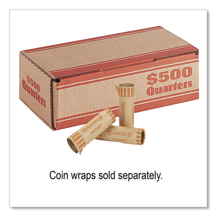 Quarters Coin Box, Accommodates $500 in Quarters, 15.5" x 19.25" x 4.5", Orange/Kraft, 50/Pack
