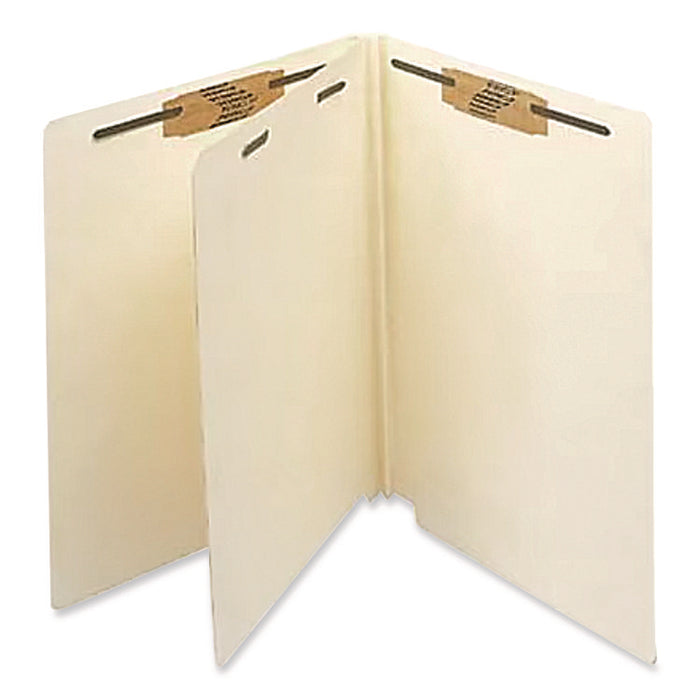 Heavy-Duty End Tab Classification Folders, Straight Tab, Expands 2", 1 Divider, 4 Fasteners, Letter Size, Manila, 25/Box