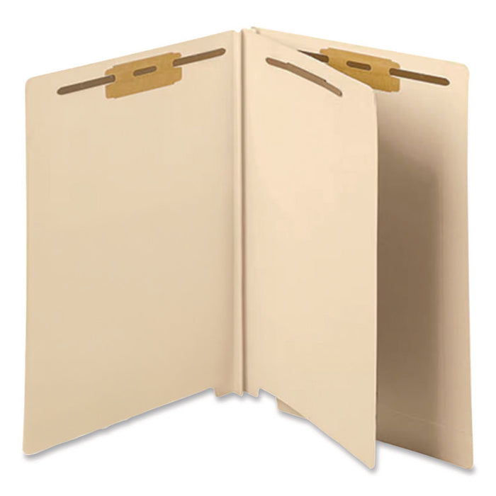 Heavy-Duty End Tab Classification Folders, Straight Tab, Expands 2", 1 Divider, 4 Fasteners, Letter Size, Manila, 125/Box
