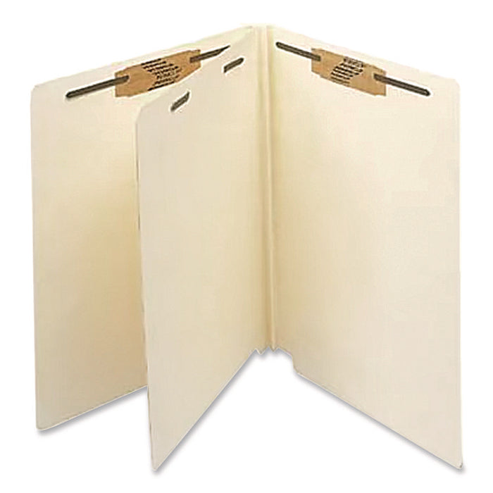 Heavy-Duty End Tab Classification Folders, Straight Tab, Expands 2", 1 Divider, 4 Fasteners, Letter Size, Manila, 125/Box