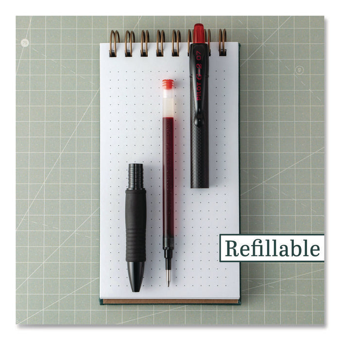 G2 Edge Premium Gel Roller Pen, Retractable, Fine 0.7 mm, Red Ink, Black/Red Barrel, Dozen
