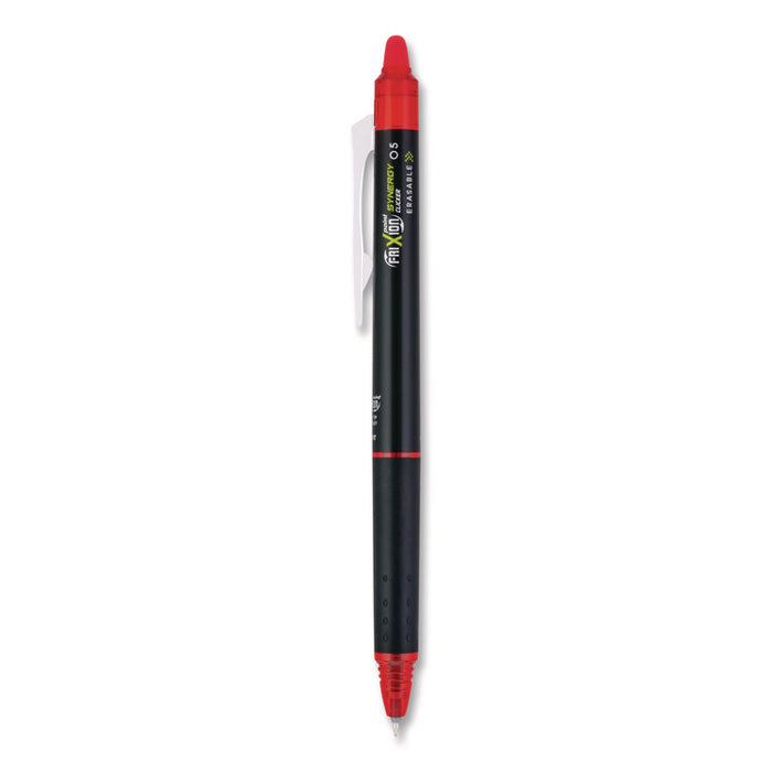 Frixion Synergy Clicker Erasable Gel Pen, Retractable, Extra Fine 0.5 mm, Red Ink, Black/Red Barrel, Dozen