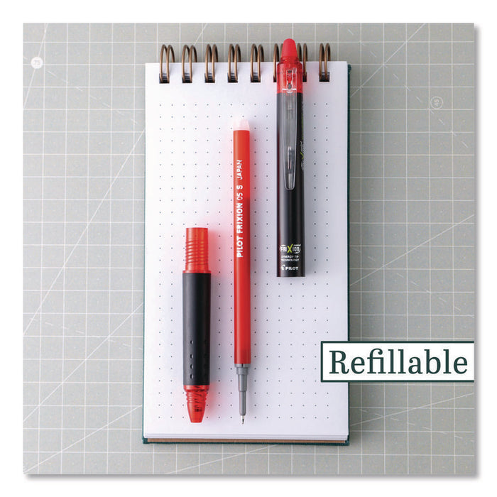 Frixion Synergy Clicker Erasable Gel Pen, Retractable, Extra Fine 0.5 mm, Red Ink, Black/Red Barrel, Dozen