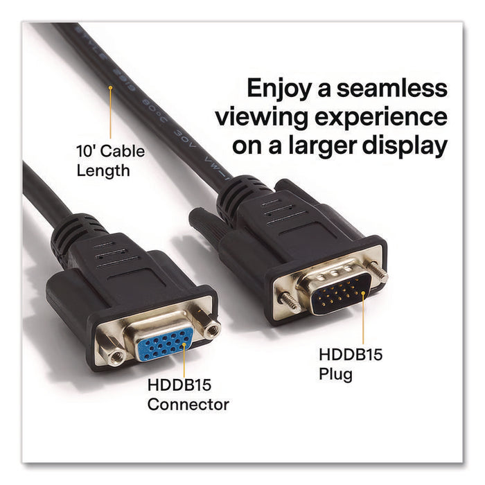 VGA/SVGA Extension Cable, 10 ft, Black