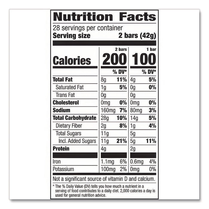 Granola Bars, Crunchy Peanut Butter, 1.5 oz Pouch, 28/Box