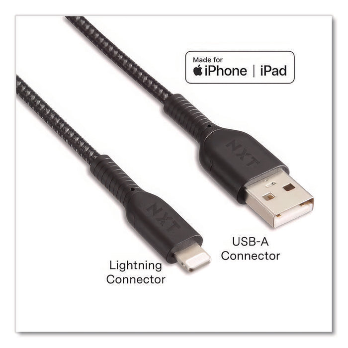 Braided Apple Lightning Cable to USB-A Cable, 4 ft, Black