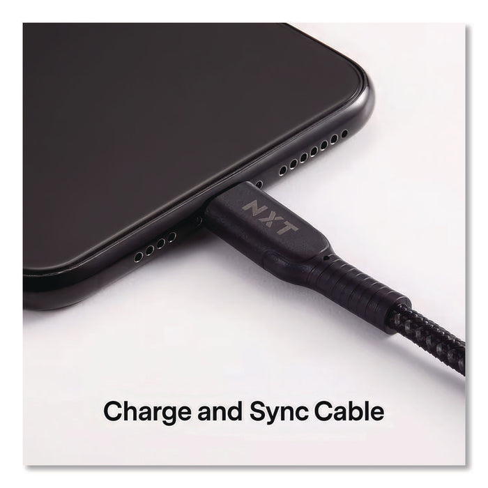 Braided Apple Lightning Cable to USB-A Cable, 4 ft, Black