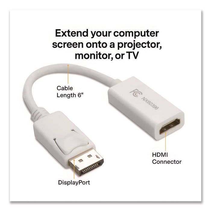 DisplayPort to HDMI Adapter, 6", White