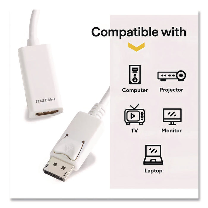DisplayPort to HDMI Adapter, 6", White