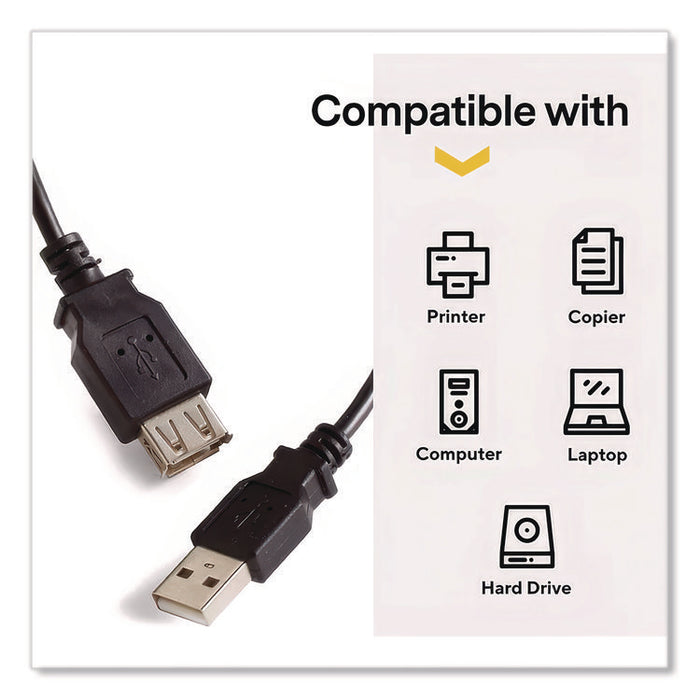USB 2.0 Extension Cable, 6 ft, Black