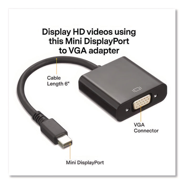 Mini DisplayPort to VGA Adapter, 6", Black
