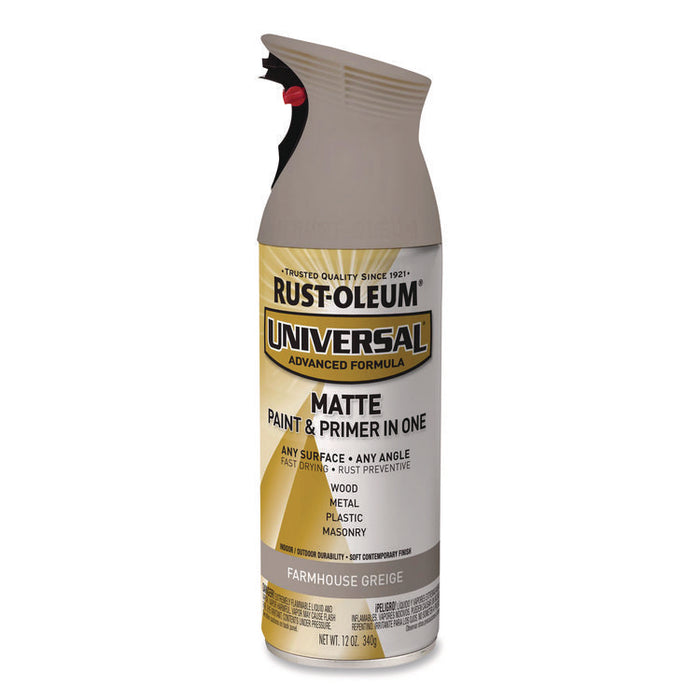 Universal Premium Spray Paint, Matte Greige, 12 oz Aerosol Can, 6/Carton