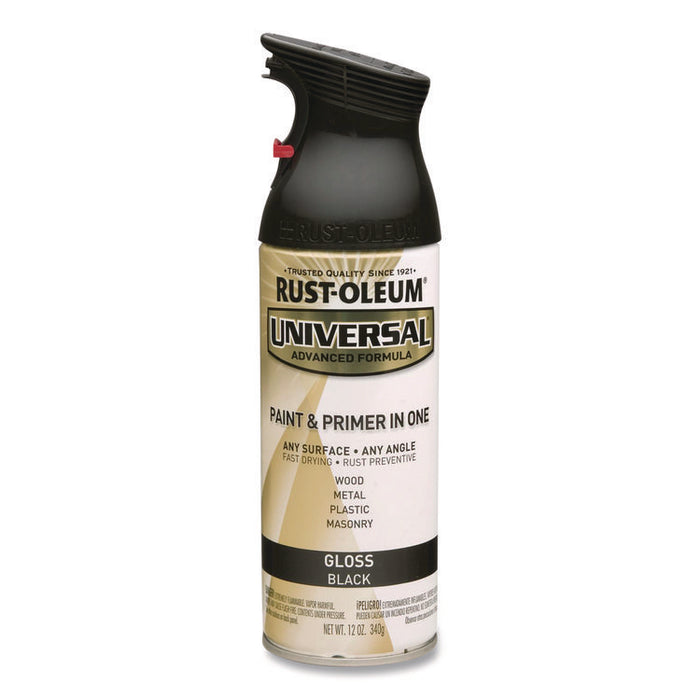 Universal Premium Spray Paint, Gloss Black, 12 oz Aerosol Can, 6/Carton