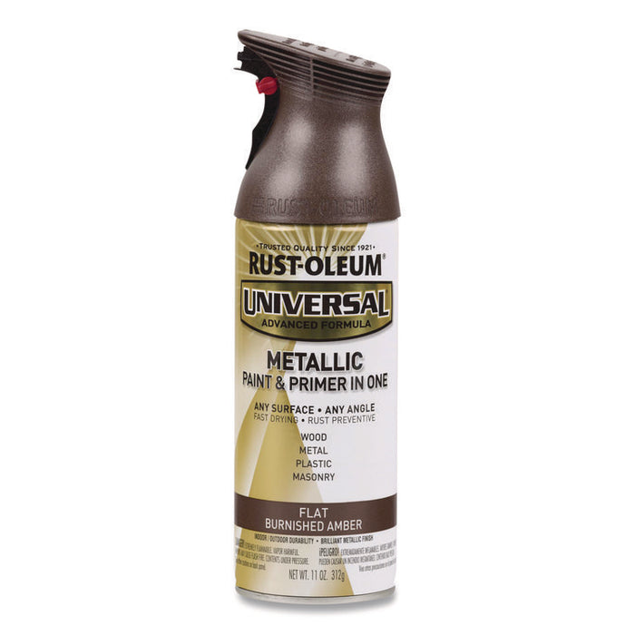 Universal Premium Spray Paint, Flat Amber, 12 oz Aerosol Can, 6/Carton