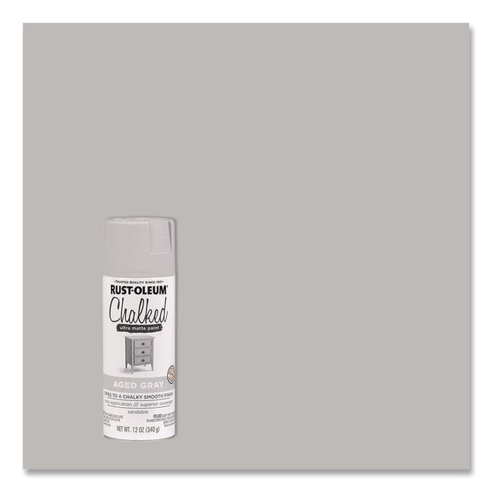 Ultra Matte Chalked Paint, Matte Aged Gray, 12 oz Aerosol Can, 6/Carton