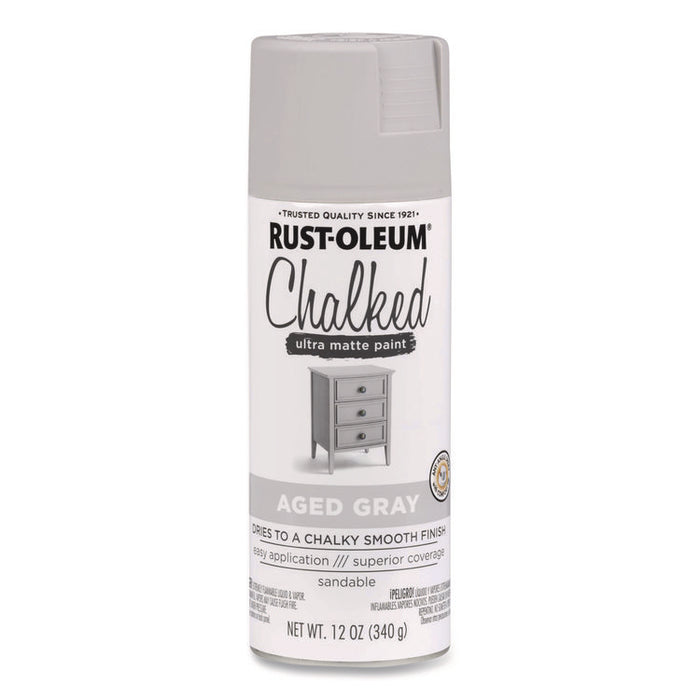 Ultra Matte Chalked Paint, Matte Aged Gray, 12 oz Aerosol Can, 6/Carton