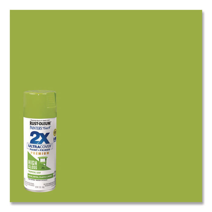 Painter's Touch 2X Ultra Cover Spray Paint, High Gloss Tropical Leaf, 12 oz Aerosol Can, 6/Carton