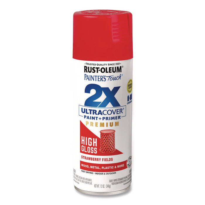Painter's Touch 2X Ultra Cover Spray Paint, High Gloss Strawberry Fields, 12 oz Aerosol Can, 6/Carton