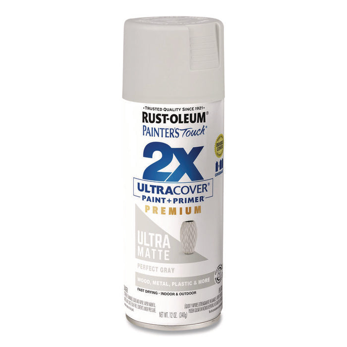 Painter's Touch 2X Ultra Cover Spray Paint, Ultra Matte Gray, 12 oz Aerosol Can