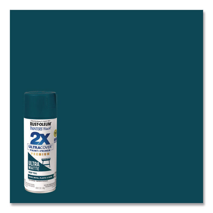 Painter's Touch 2X Ultra Cover Spray Paint, Ultra Matte Teal, 12 oz Aerosol Can