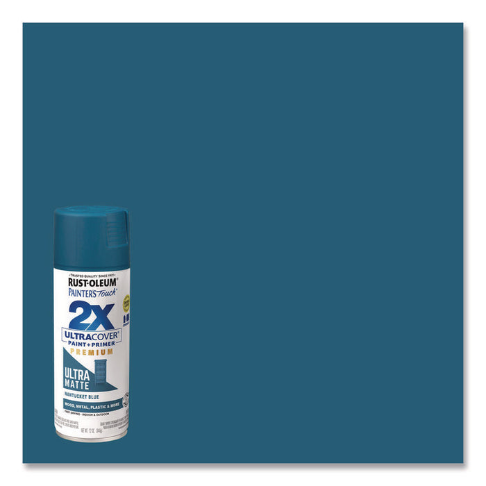 Painter's Touch 2X Ultra Cover Spray Paint, Ultra Matte Blue, 12 oz Aerosol Can
