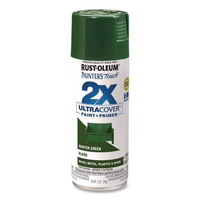 Painter's Touch 2X Ultra Cover Spray Paint, Gloss Hunter Green, 12 oz Aerosol Can, 6/Carton