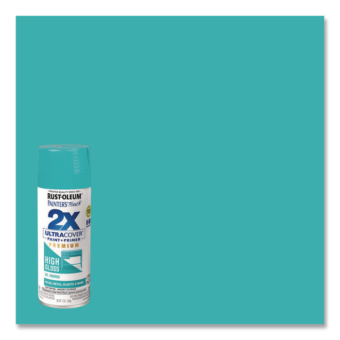 Painter's Touch 2X Ultra Cover Spray Paint, High Gloss St. Tropez, 12 oz Aerosol Can