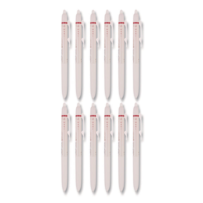 Frixion Waai Erasable Gel Pen, Retractable, Extra Fine 0.5 mm, Cherry Ink, Beige/Cherry Barrel, Dozen