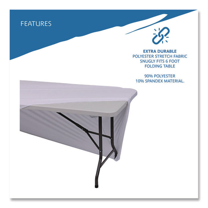 iGear Fabric Table Cover, Polyester/Spandex, 30" x 72", White
