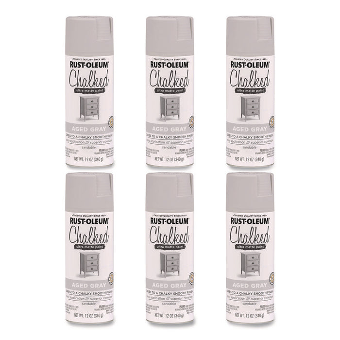 Ultra Matte Chalked Paint, Matte Aged Gray, 12 oz Aerosol Can, 6/Carton