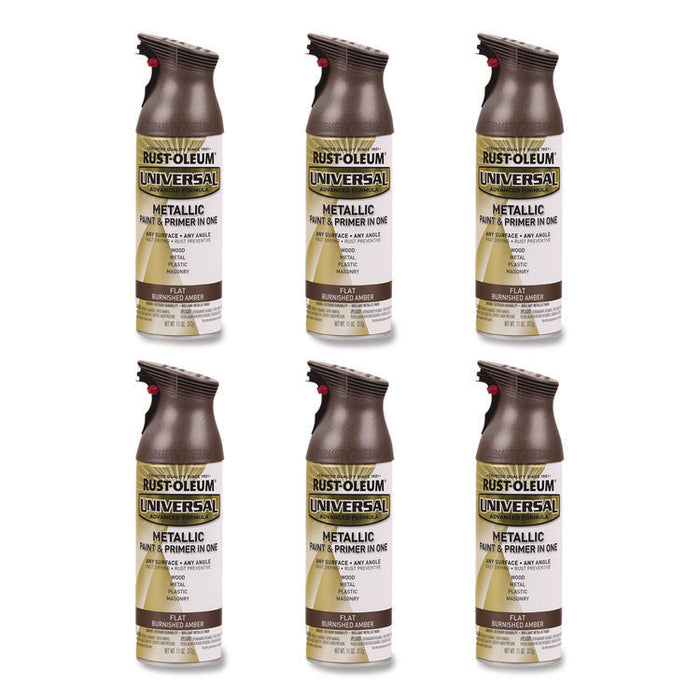 Universal Premium Spray Paint, Flat Amber, 12 oz Aerosol Can, 6/Carton