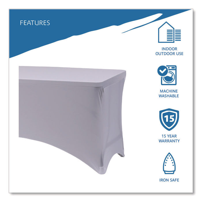 iGear Fabric Table Cover, Polyester/Spandex, 30" x 96", White